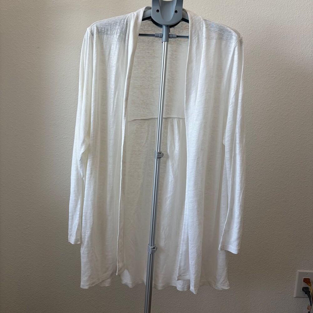 J. Jill Cardigan Women XL White Love Linen Open Front Lightweight Summer Resort